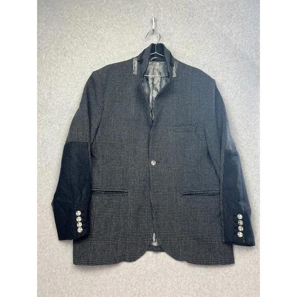 Ross Graison 46R Wool tweed Elbow Patch Sport Coat Jacket Blazer Preppy Blue
